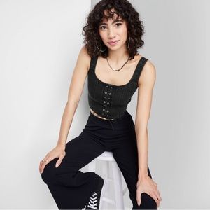 NWT wild fable women’s denim lace-front corset tank